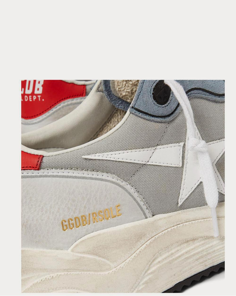 Golden Goose Running Sole Leather-Trimmed Distressed Suede, Canvas, Nubuck and Mesh  Gray low top sneakers - 5