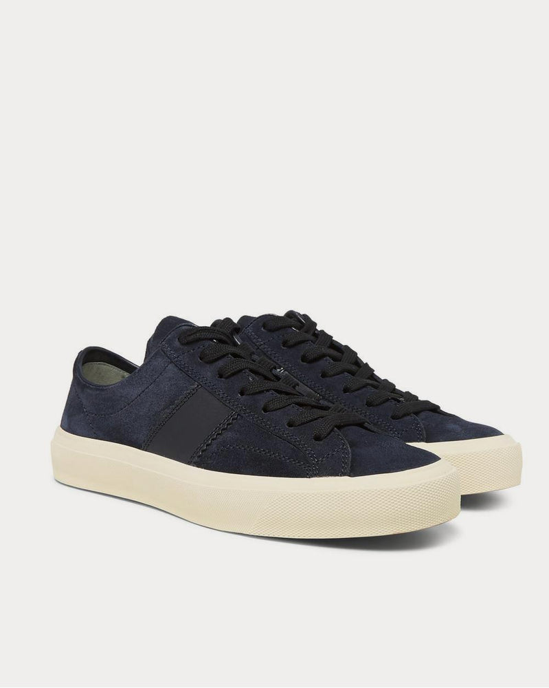 Tom Ford Leather-Trimmed Suede  Navy low top sneakers - 2