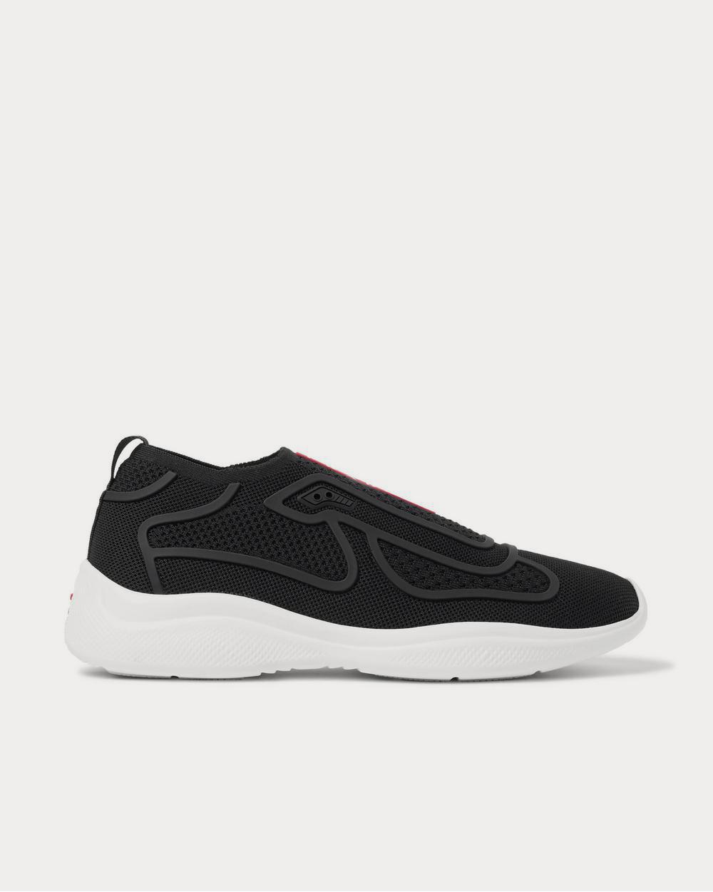 Prada America's Cup Rubber-Trimmed Mesh Slip-On  Black low top sneakers - 1