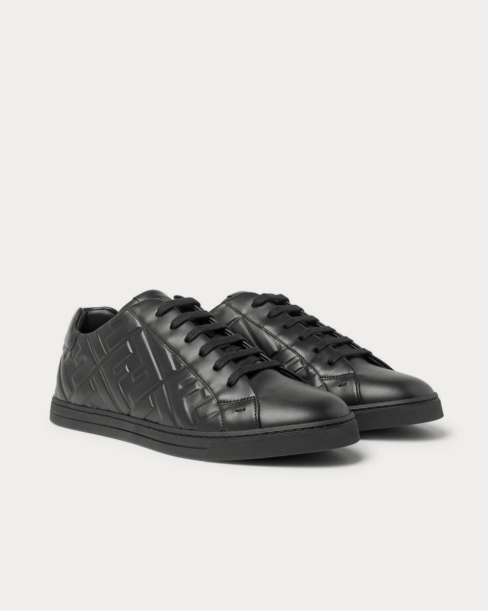 Fendi Logo-Embossed Leather  Black low top sneakers - 2