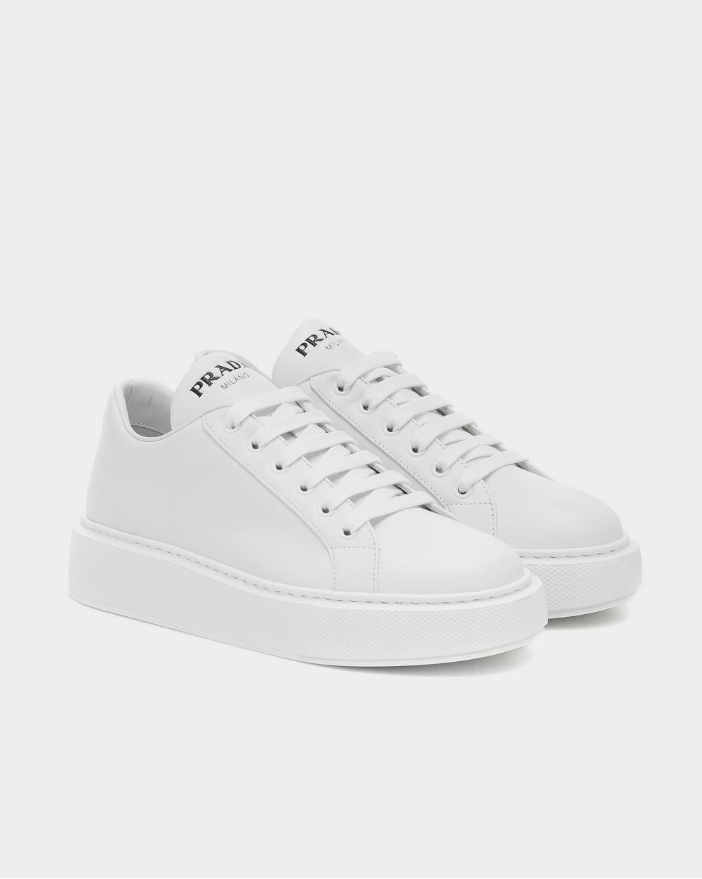 Prada Leather Bianco Low Top Sneakers - 2