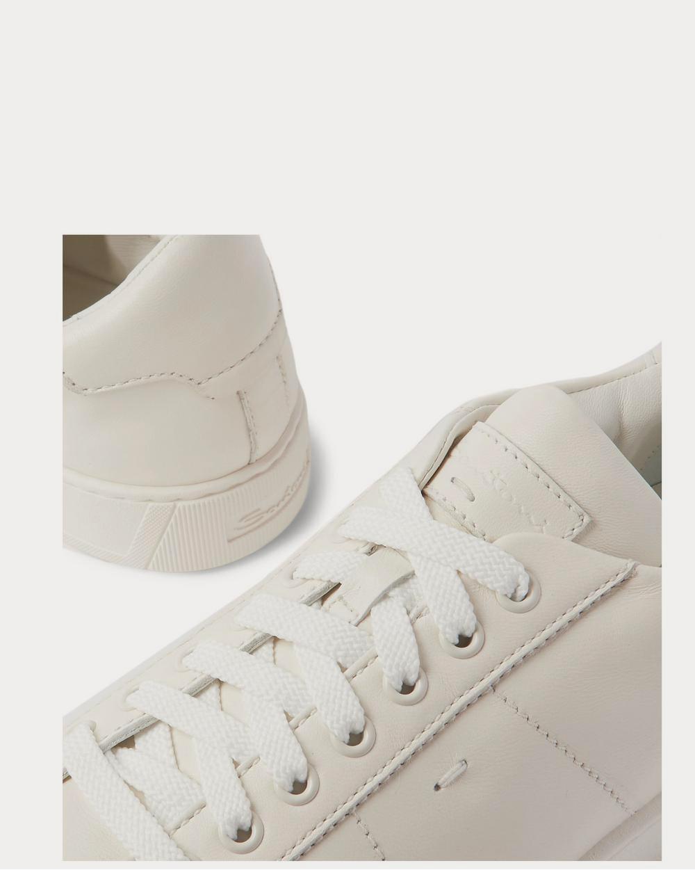 Santoni Leather  White low top sneakers - 4