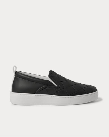 Bottega Veneta Dodger Intrecciato Leather  Charcoal slip on sneakers