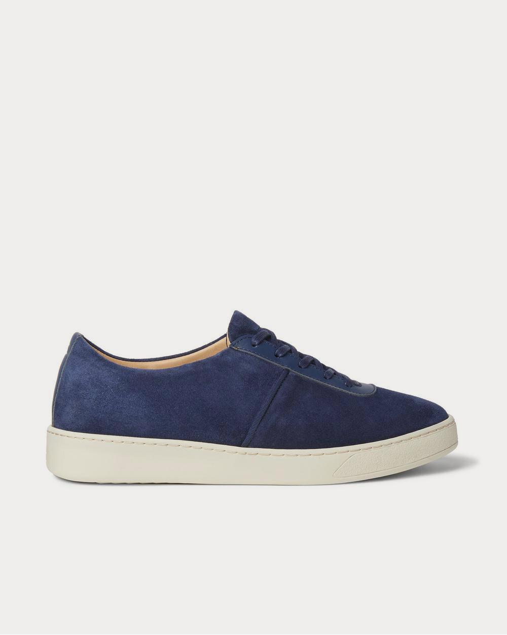 Mulo Leather-Trimmed Suede  Navy low top sneakers - 1