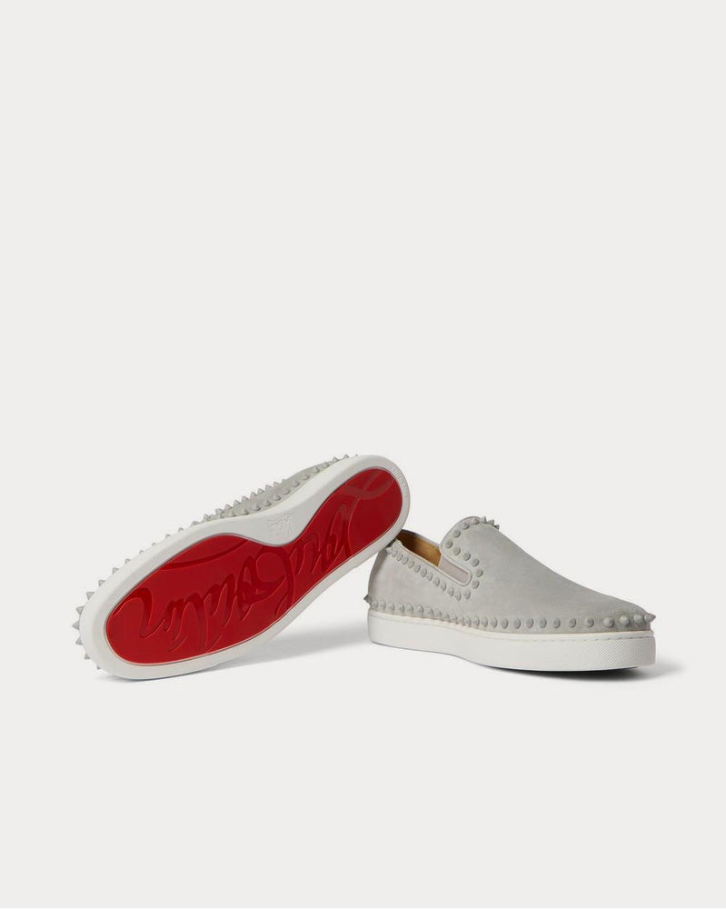 Christian Louboutin Pik Boat Studded Suede Slip-On  Gray slip on sneakers - 3