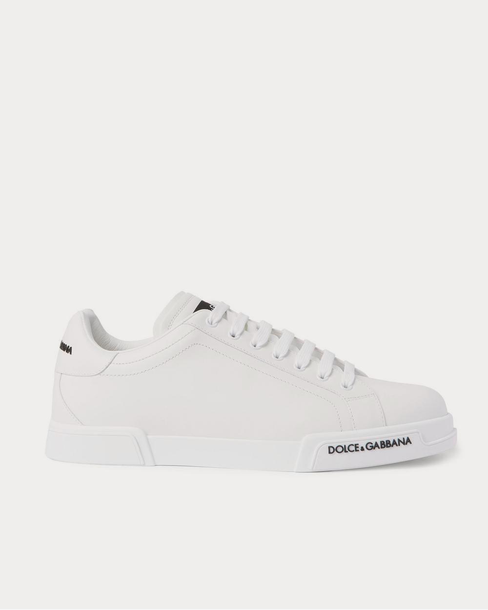 Dolce & Gabbana - Logo-Appliquéd Rubber-Trimmed Leather  White low top sneakers