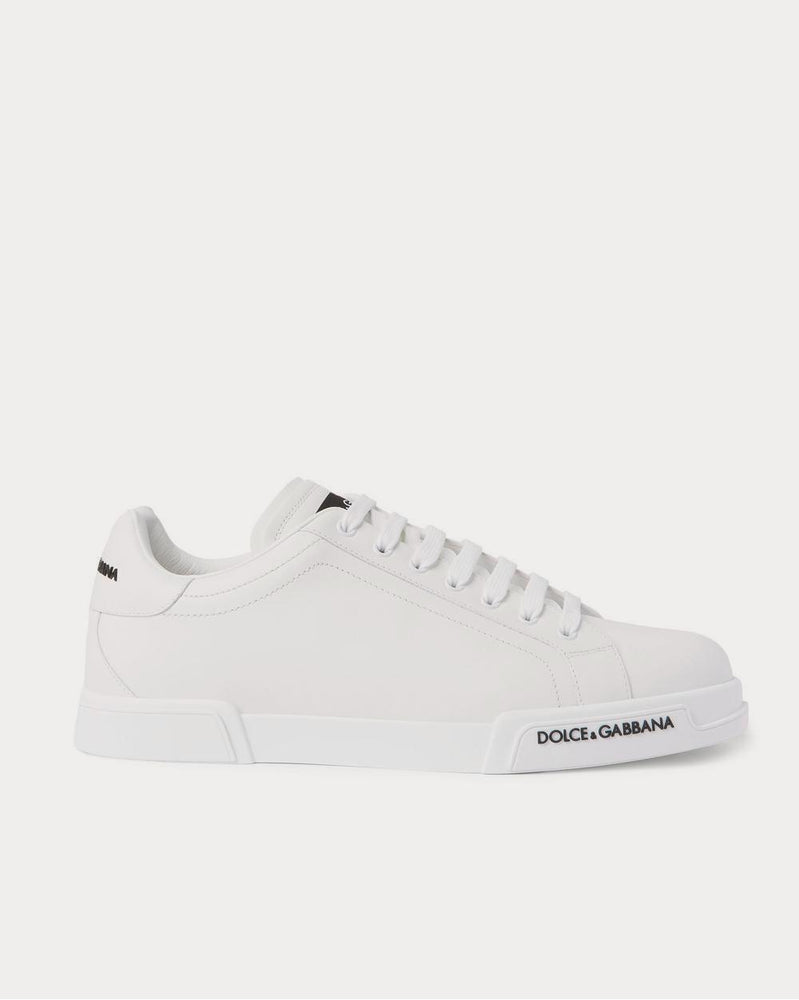 Dolce & Gabbana Logo-Appliquéd Rubber-Trimmed Leather  White low top sneakers - 1