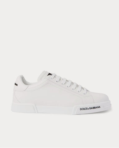 Dolce & Gabbana Logo-Appliquéd Rubber-Trimmed Leather  White low top sneakers