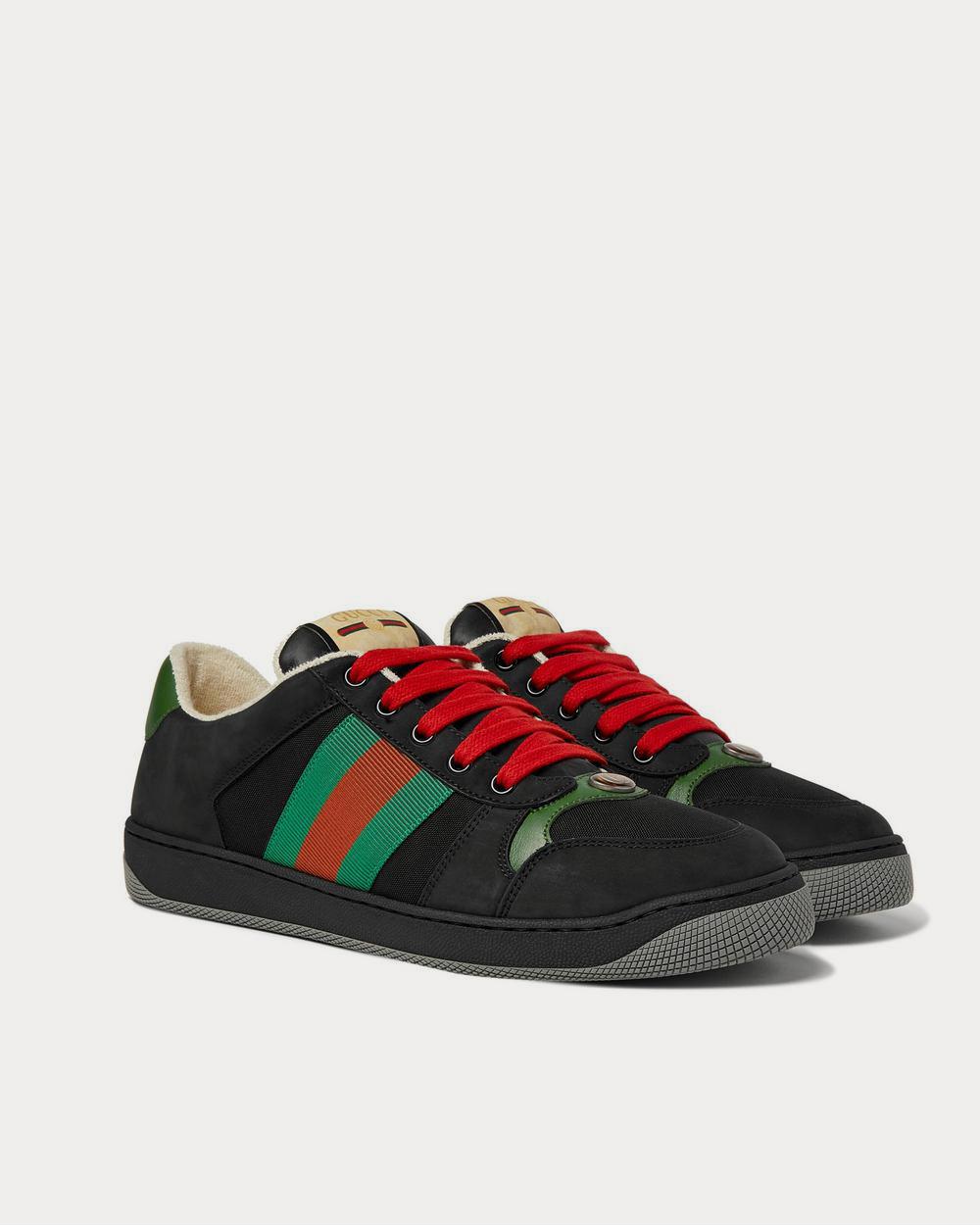 Gucci Screener Webbing-Trimmed Leather, Suede and Canvas  Black low top sneakers - 2