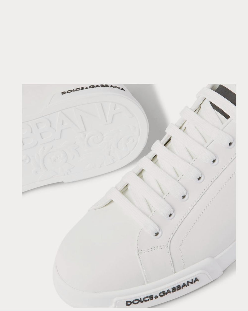 Dolce & Gabbana Logo-Appliquéd Rubber-Trimmed Leather  White low top sneakers - 4