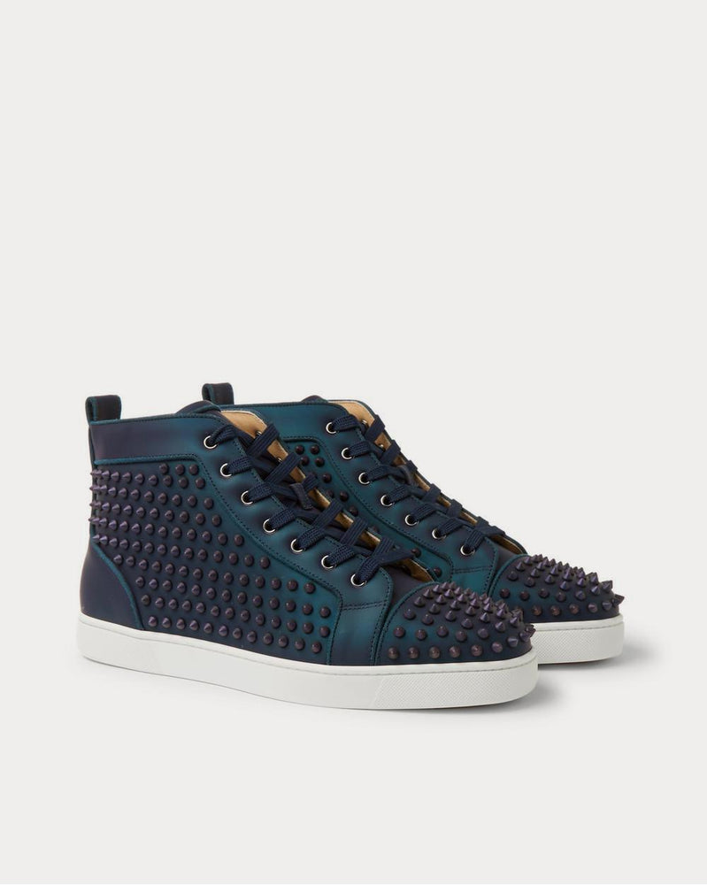 Christian Louboutin Louis Orlato Spikes Iridescent Leather High-Top  Blue high top sneakers - 2