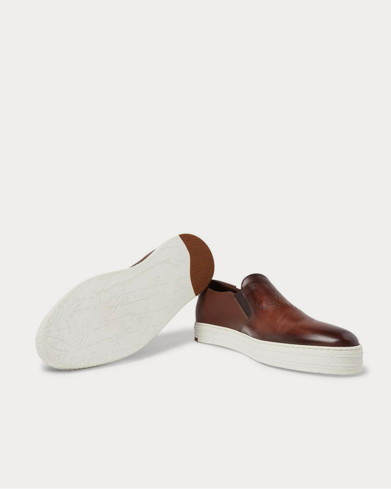 Berluti Playtime Scritto Leather Slip-On  Brown sneakers - 3