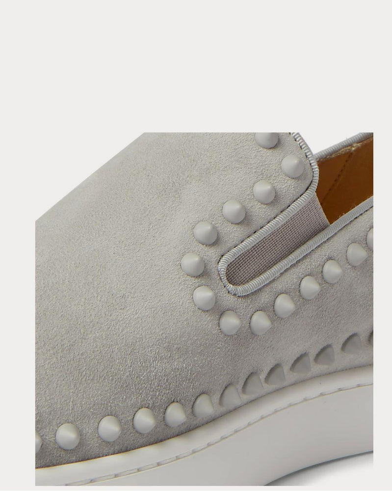 Christian Louboutin Pik Boat Studded Suede Slip-On  Gray slip on sneakers - 5