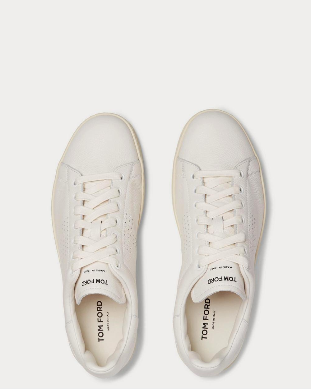 Tom Ford Warwick Perforated Full-Grain Leather  White low top sneakers - 6