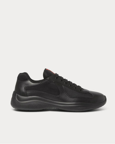 Prada America's Cup Leather and Mesh  Black low top sneakers