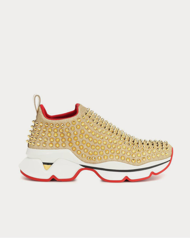 Christian Louboutin Spike Sock Donna Gold Low Top Sneakers - 1