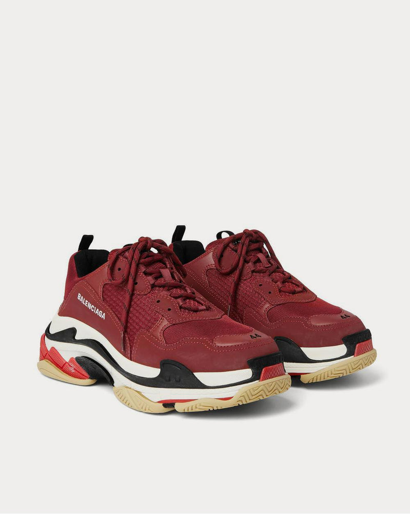 Balenciaga Triple S Mesh, Nubuck and Leather  Burgundy low top sneakers - 2