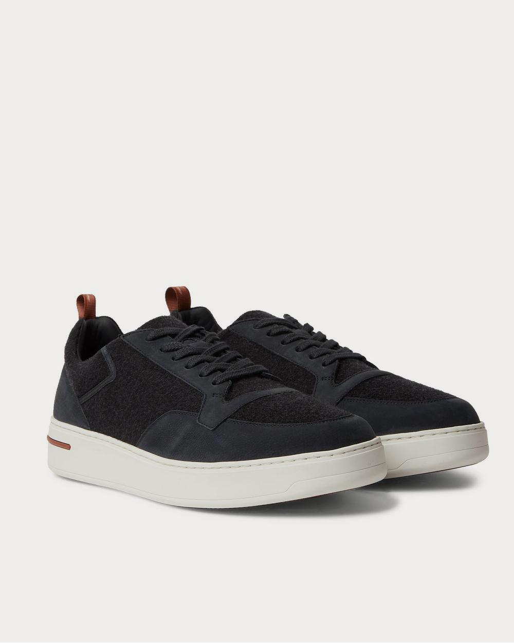 Loro Piana Newport Walk Nubuck and Cashmere  Dark gray low top sneakers - 2