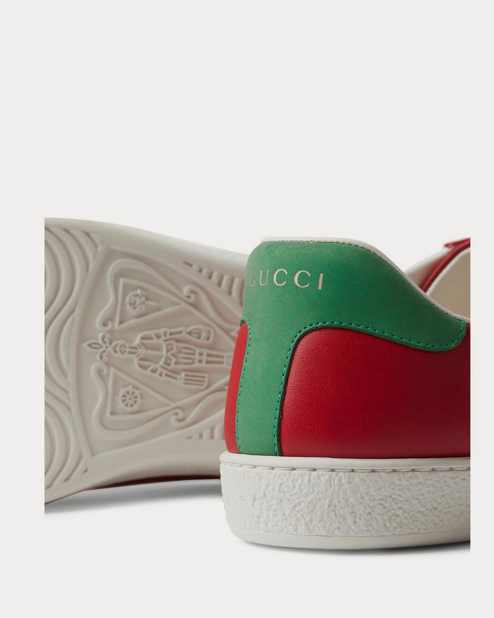 Gucci Ace Suede-Trimmed Leather  Red low top sneakers - 4