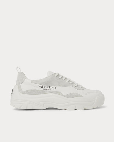 Valentino Gumboy Suede-Trimmed Leather  White low top sneakers