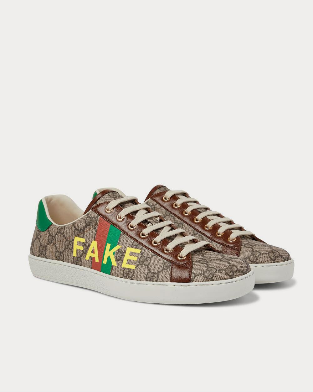 Gucci Ace Printed Leather-Trimmed Monogrammed Coated-Canvas  Brown low top sneakers - 2