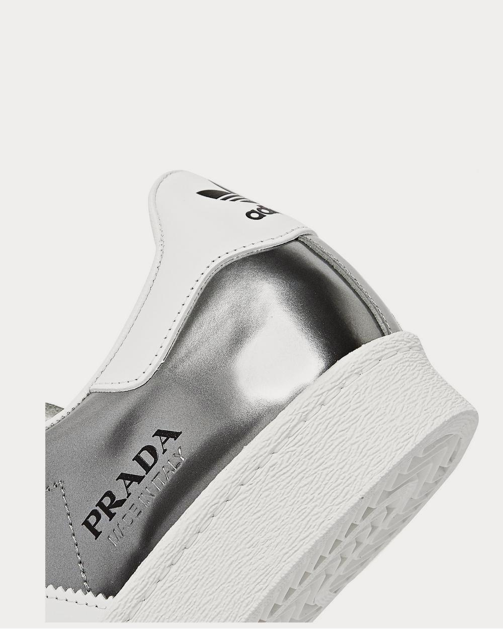 Adidas x Prada 450 Metallic Leather  Silver low top sneakers - 5