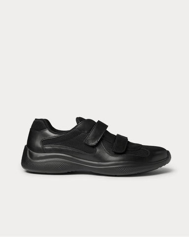 Prada Americas Cup Leather and Mesh  Black low top sneakers