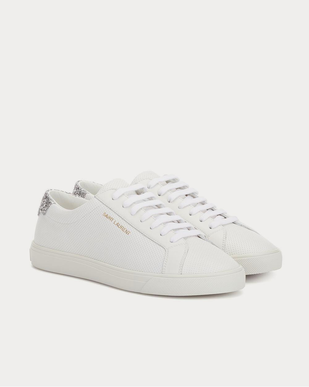 Saint Laurent Andy perforated leather Blanc Optique Low Top Sneakers - 2