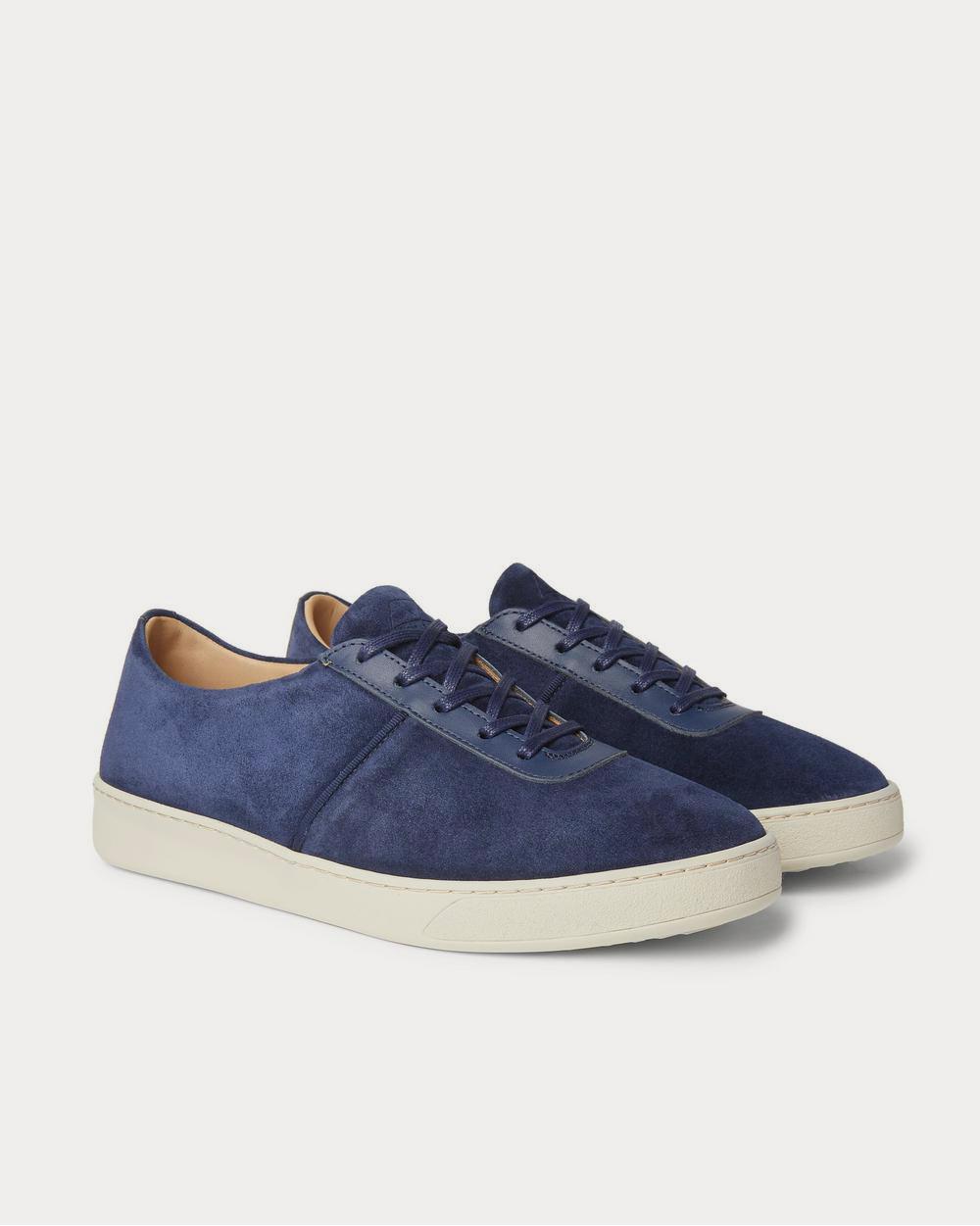 Mulo Leather-Trimmed Suede  Navy low top sneakers - 2