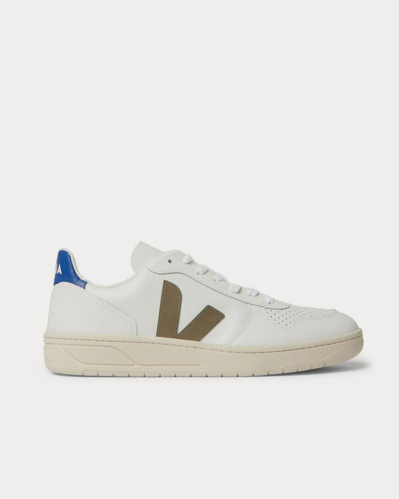 Veja V-10 Rubber-Trimmed Leather  White low top sneakers - 1