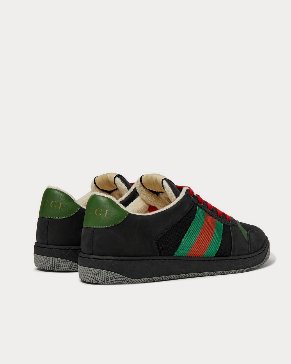 Gucci Screener Webbing-Trimmed Leather, Suede and Canvas  Black low top sneakers - 4