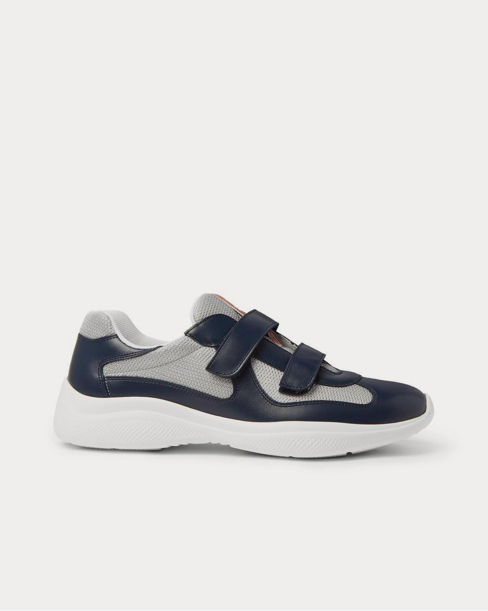 Prada Americas Cup Leather and Mesh  Navy low top sneakers - 1