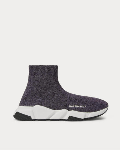 Balenciaga Speed Sock Stretch-Knit Slip-On  Gray high top sneakers