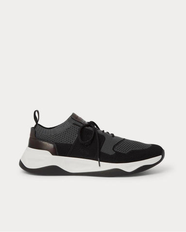 Berluti Shadow Leather-Trimmed Stretch-Knit  Gray low top sneakers