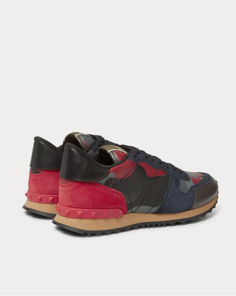 Valentino Rockrunner Camouflage-Print Canvas, Suede and Leather  Multi low top sneakers - 4