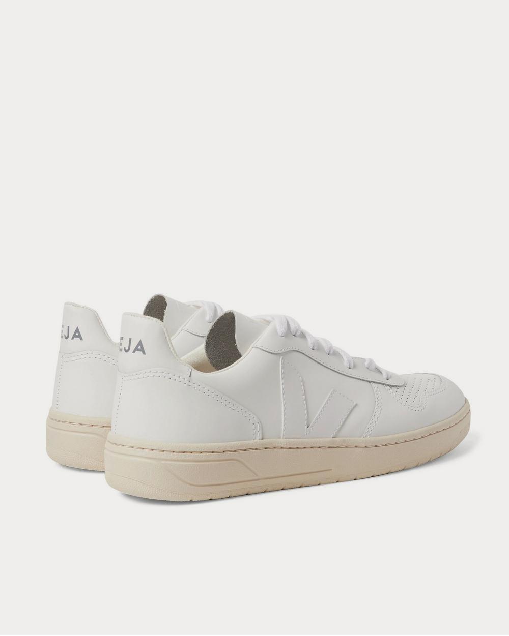 Veja V-10 Rubber-Trimmed Leather  White low top sneakers - 4