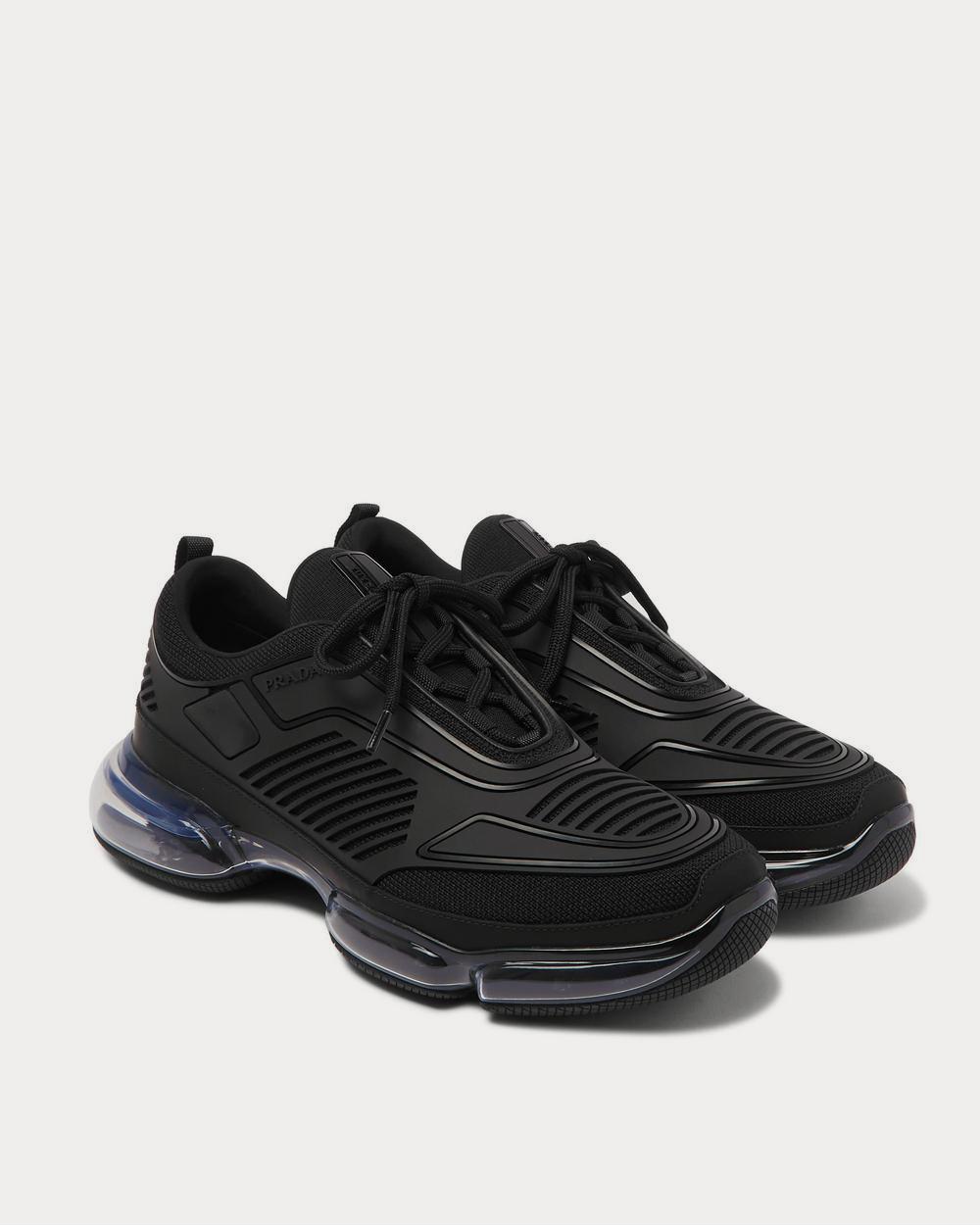 Prada Cloudburst Air Leather-Trimmed Rubber and Mesh  Black low top sneakers - 2