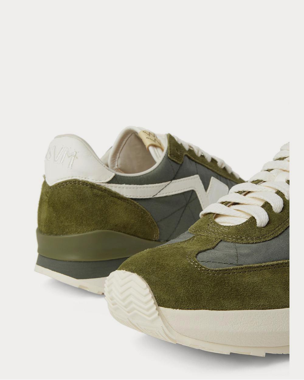 Visvim FKT Runner Suede- and Leather-Trimmed Nylon-Blend  Army green low top sneakers - 4