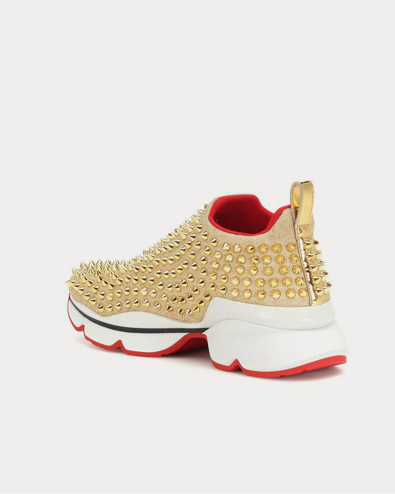 Christian Louboutin Spike Sock Donna Gold Low Top Sneakers - 3