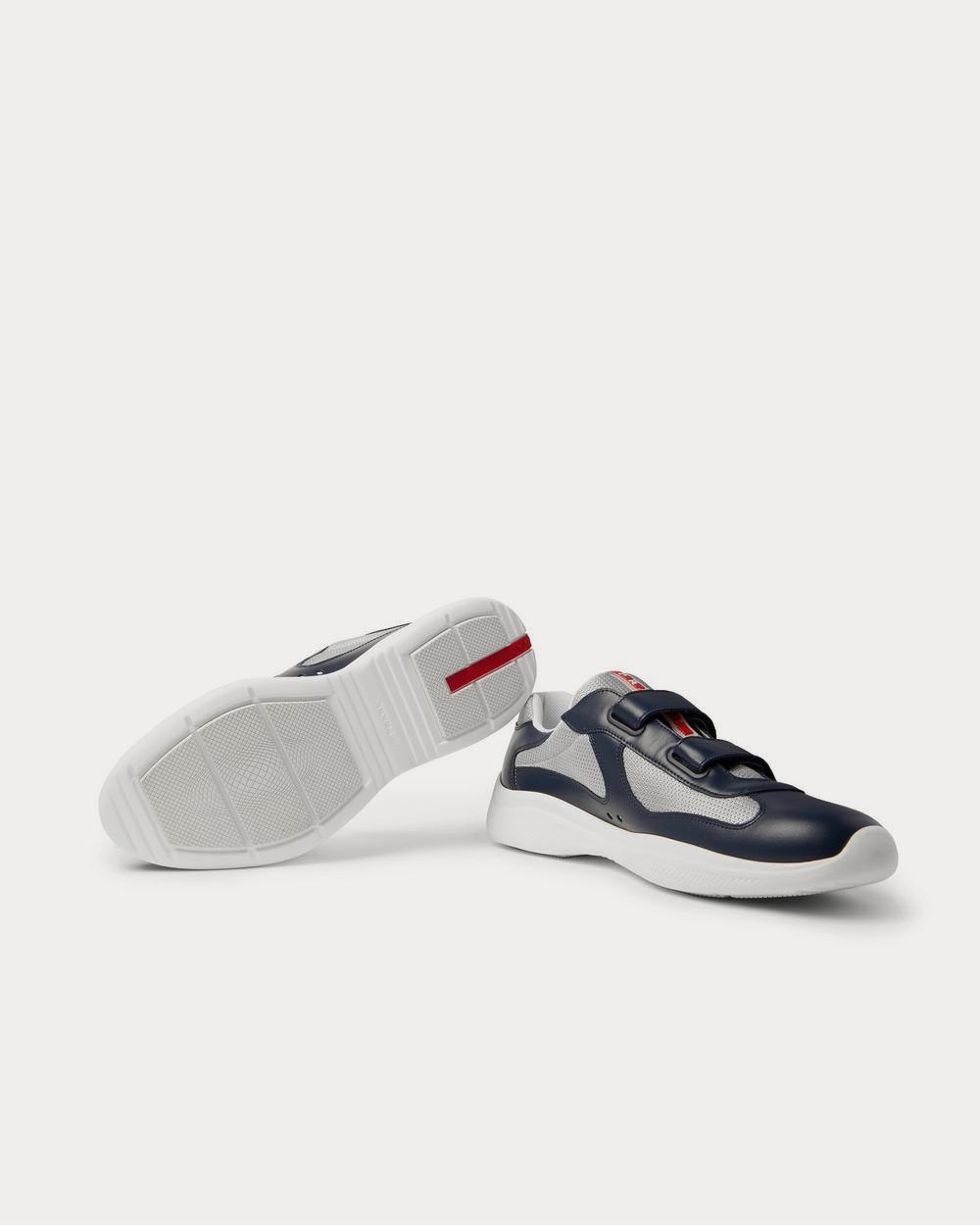 Prada Americas Cup Leather and Mesh  Navy low top sneakers - 3