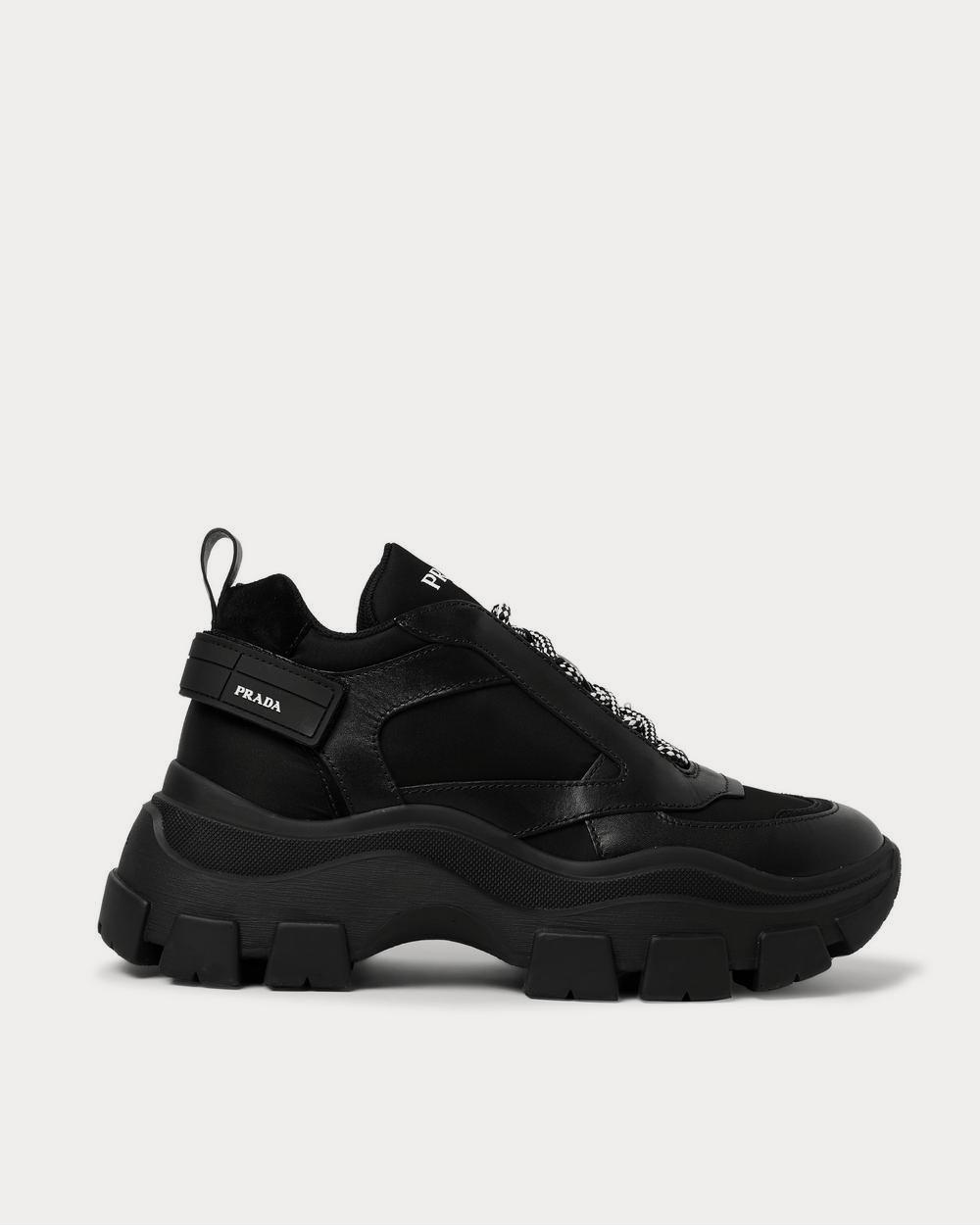 Prada Suede and Rubber-Trimmed Leather and Nylon  Black low top sneakers - 1