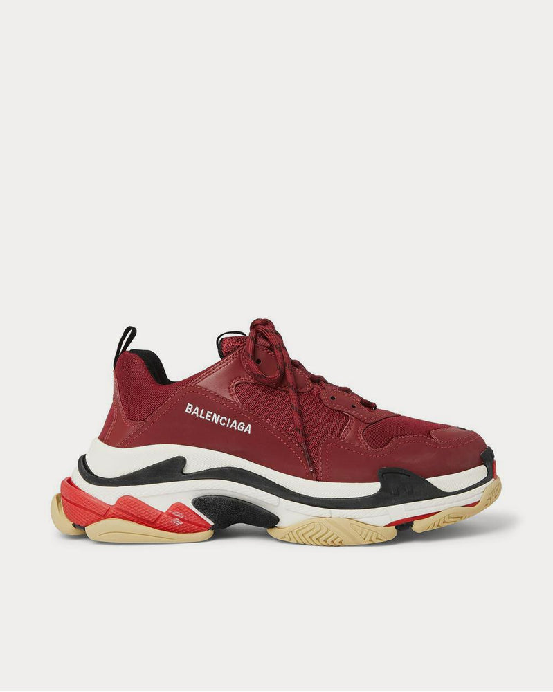 Balenciaga Triple S Mesh, Nubuck and Leather  Burgundy low top sneakers - 1