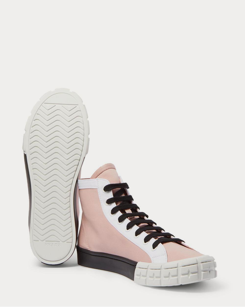 Prada Logo-Print Canvas High-Top  Pink high top sneakers - 3