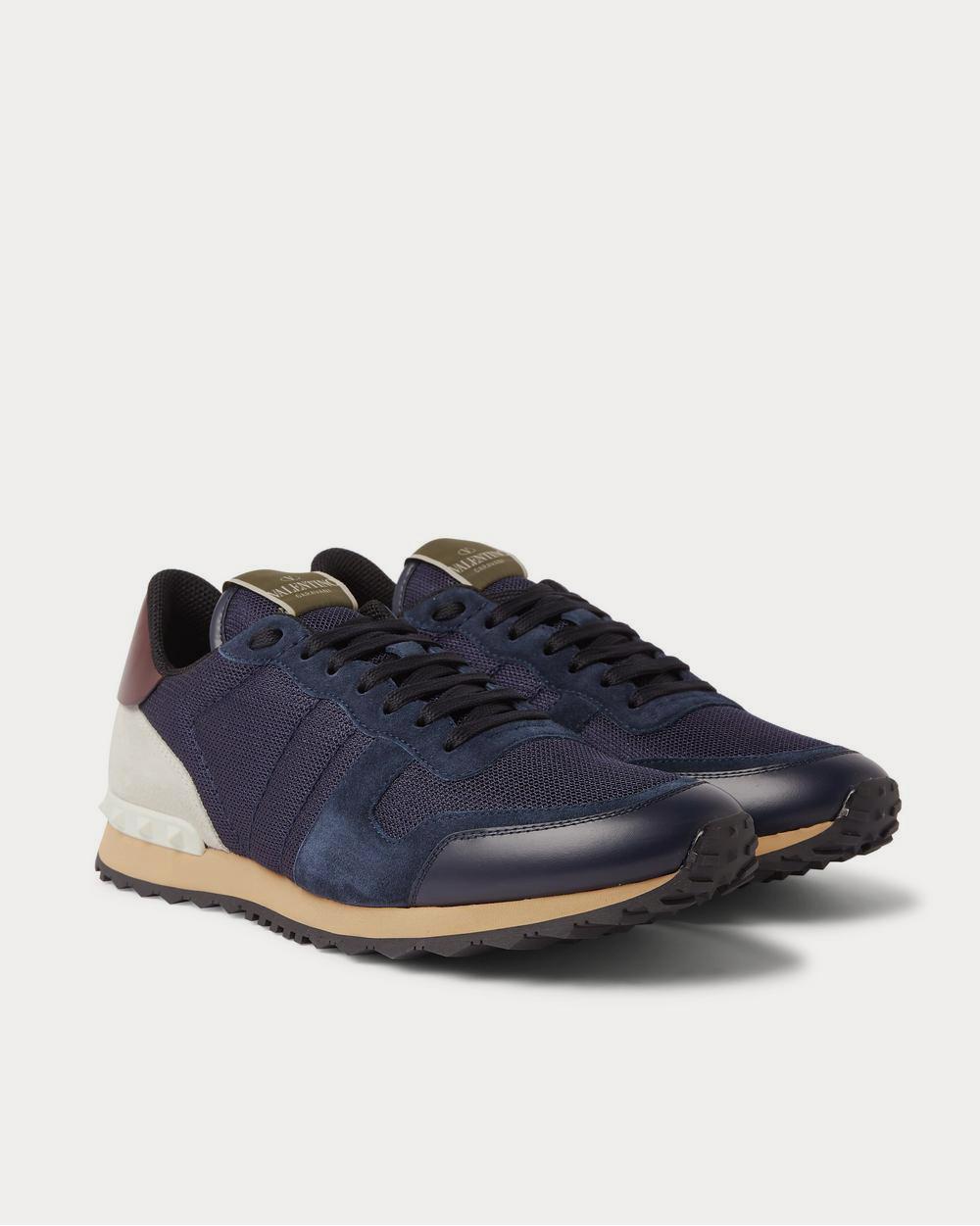 Valentino Rockrunner Mesh, Leather and Suede  Blue low top sneakers - 2