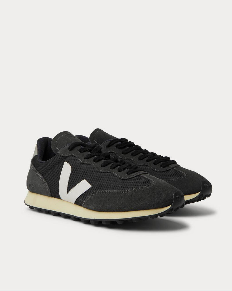 Veja Rio Branco Leather and Rubber-Trimmed Alveomesh and Suede  Black low top sneakers - 2