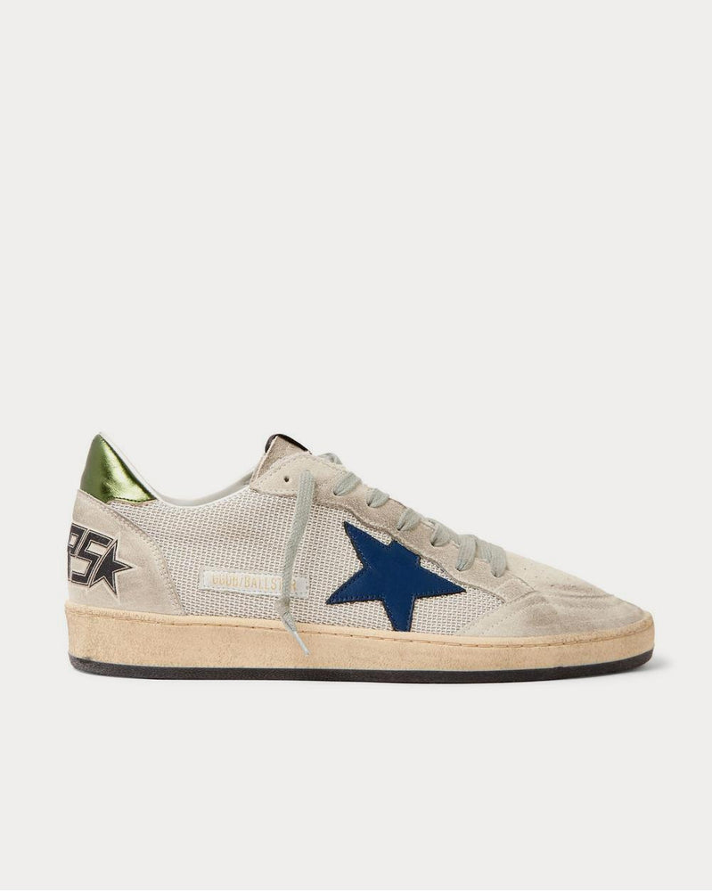 Golden Goose Ball Star Distressed Suede, Mesh and Leather  Silver low top sneakers - 1