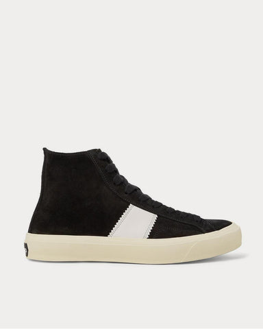 Tom Ford Cambridge Leather-Trimmed Suede High-Top  Black high top sneakers