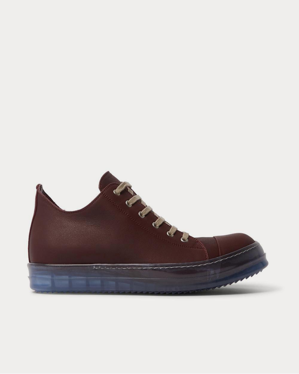 Rick Owens Leather  Burgundy low top sneakers - 1