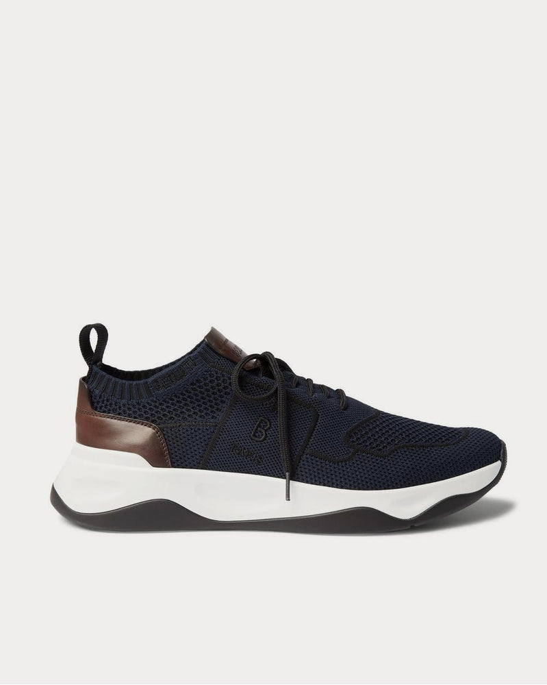 Berluti Shadow Leather-Trimmed Mesh  Navy low top sneakers - 1