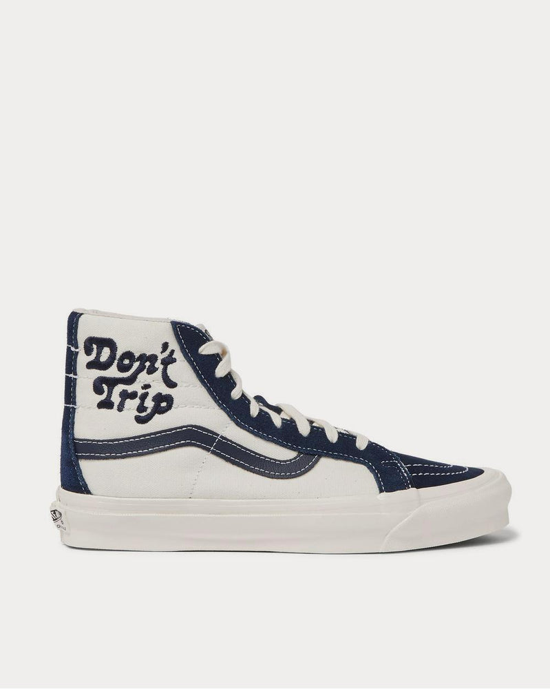 Vans X Free & Easy OG SK8-HI LX Leather-Trimmed Canvas and Suede Navy high top sneakers - 1